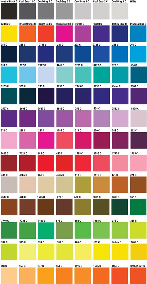 pantone color chart.